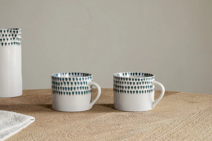 Nkuku Juniper Drop Mug - Cream & Juniper - Small (Set of 2)