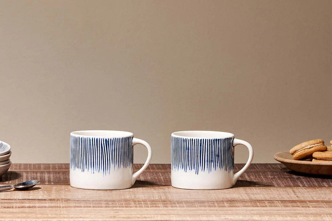 Nkuku Karuma Ceramic Mug- Blue - Small (Set of 2)