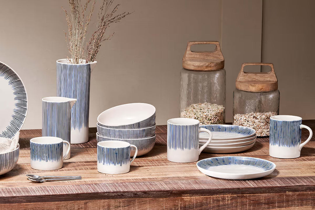 Nkuku Karuma Ceramic Mug- Blue - Small (Set of 2)