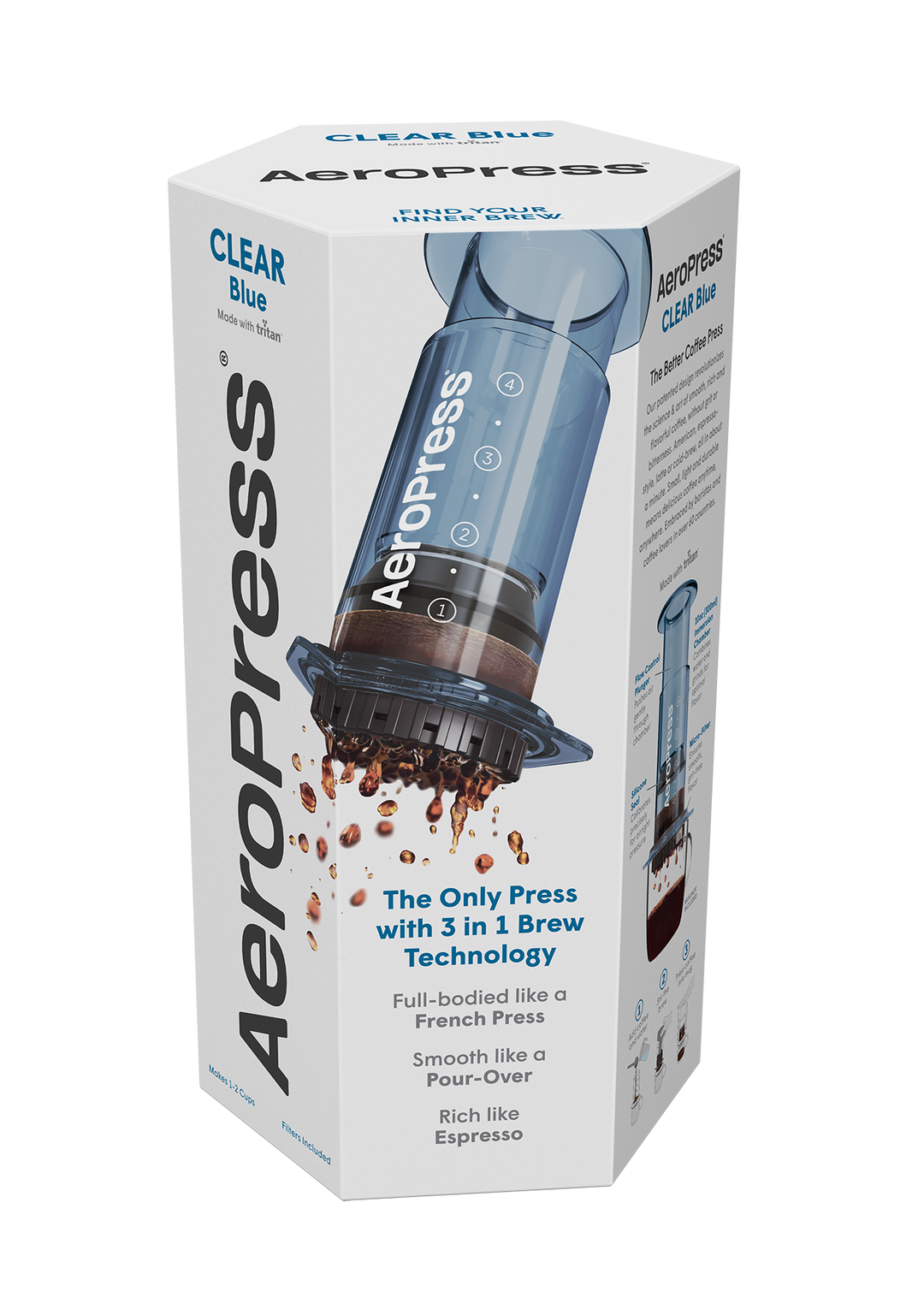 Aeropress Clear Coffee Brewer in Blue