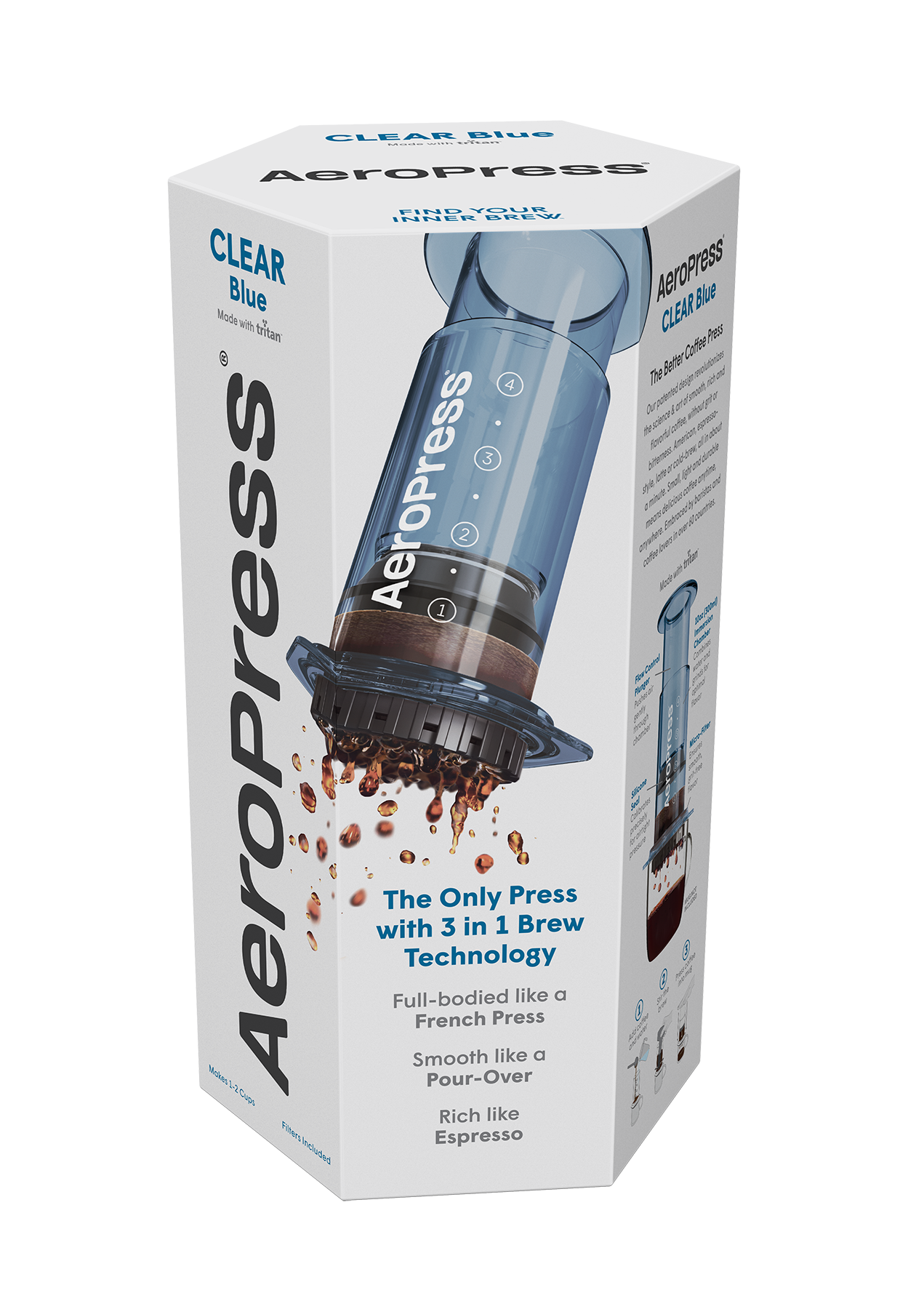 Aeropress Clear Coffee Brewer in Blue