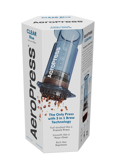 Aeropress Clear Coffee Brewer in Blue