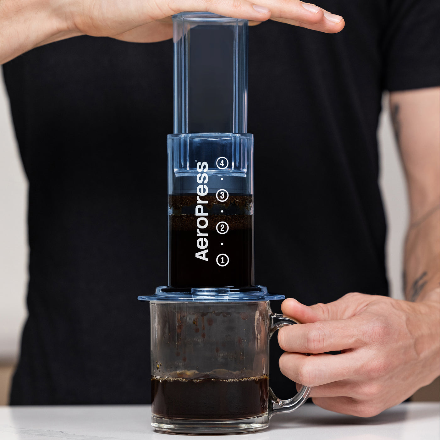 Aeropress Clear Coffee Brewer in Blue