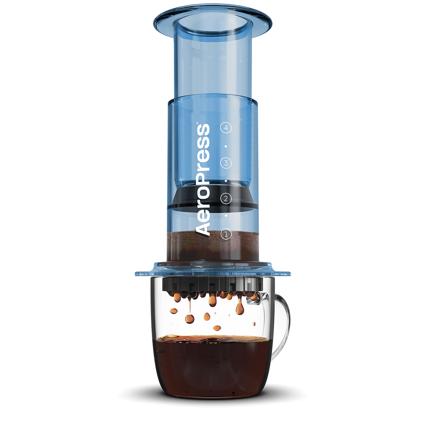 Aeropress Clear Coffee Brewer in Blue