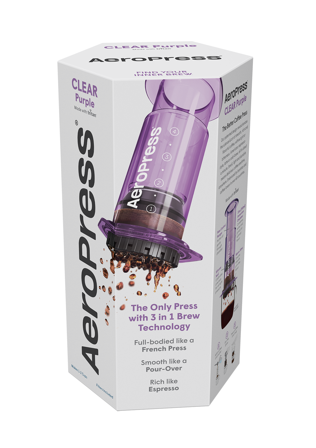 Aeropress Clear Coffee Brewer in Purple