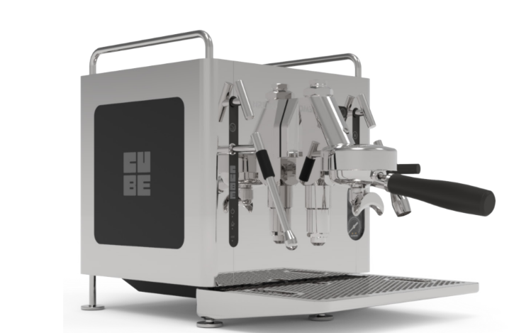 san remo cube coffee machine in black and chrome