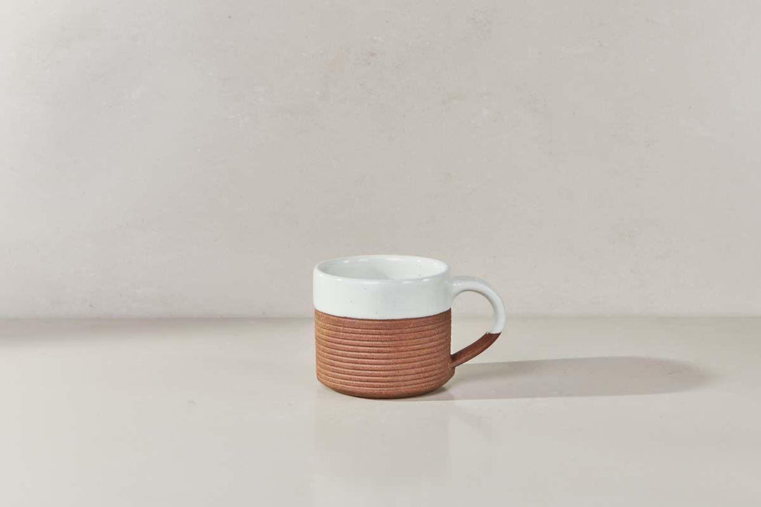 Nkuku Mali Ribbed Coffee Mug - White - (Set of 2)