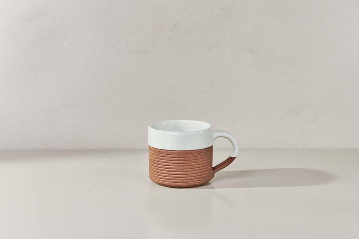 Nkuku Mali Ribbed Coffee Mug - White - (Set of 2)