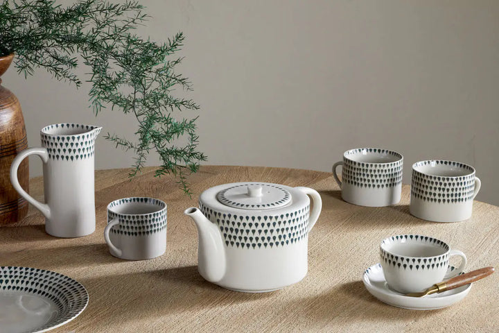 Nkuku Juniper Drop Mug - Cream & Juniper - Small (Set of 2)
