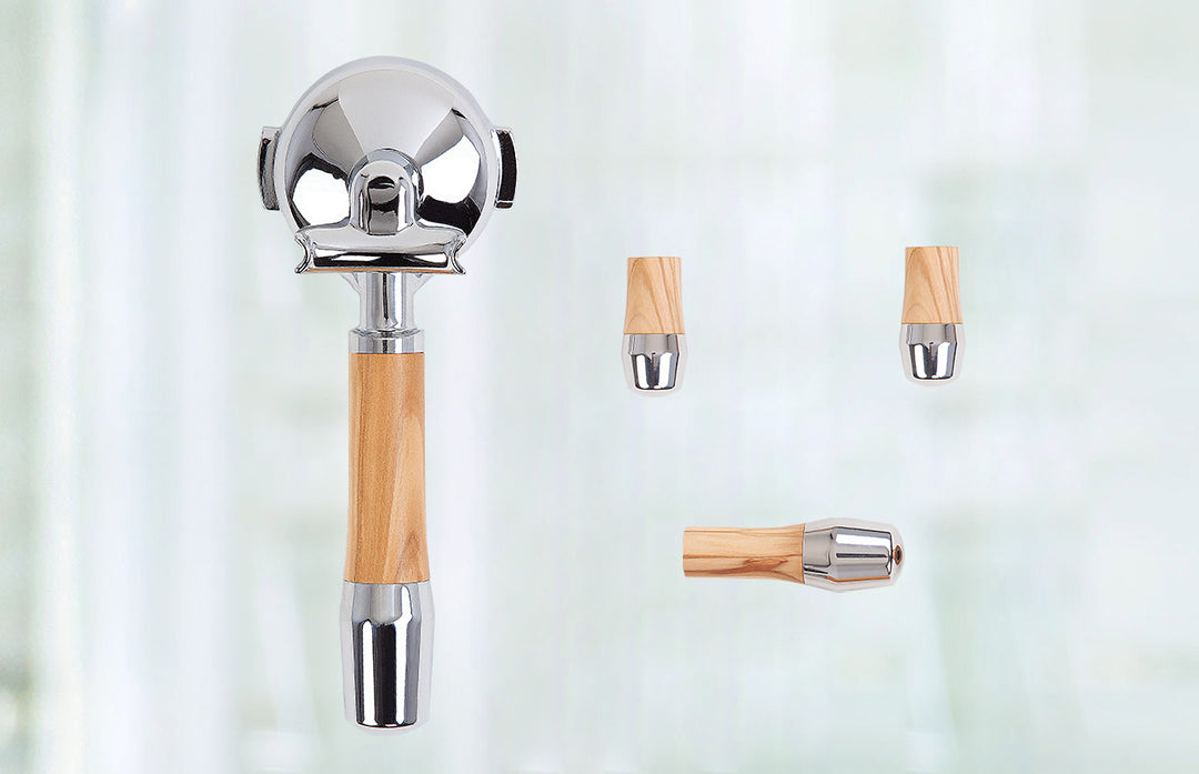Olivewood portafilter and tilt valve for ECM