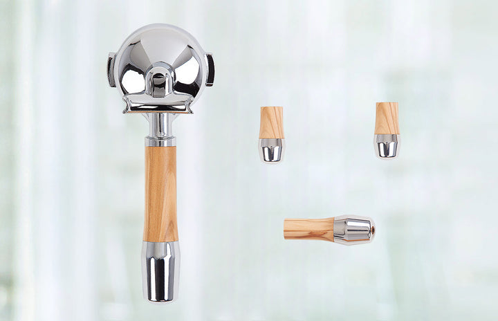 Olivewood portafilter and tilt valve for ECM
